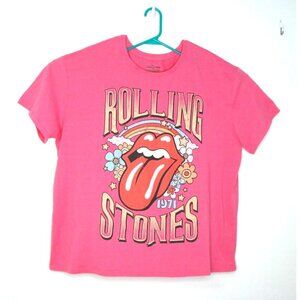 The Rolling Stones UK Tour 1971 Womens Pink Graphic Printed T-Shirt Size 3XL